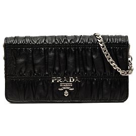 Bolsa Crossbody Prada Nappa Gaufre Wallet On Chain Preta Preto