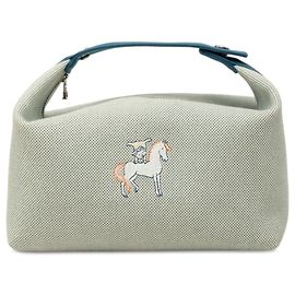 Bolso Vanity Hermès Large Toile Bride A Brac Cabriole Case Azul Azul