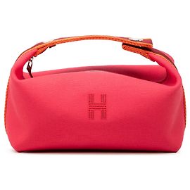 Bolsa Vanity Case Hermès Small Toile Bride A Brac Rosa Rosa