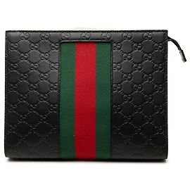 Black Gucci Guccissima Web Clutch Black