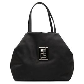 Black Fendi Nylon FF Handbag Black