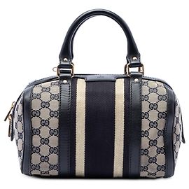 Bolsa Boston Satchel Gucci Small GG Canvas Web Joy Azul Azul