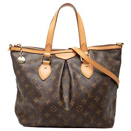 Bolsa Satchel Louis Vuitton Monogram Palermo PM Castanha Marrom