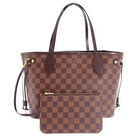 Borsa Tote Louis Vuitton Damier Ebene Neverfull PM Marrone Marrone