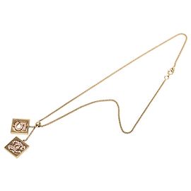 Collier pendentif Chanel CC plaqué or strass No 5 Doré
