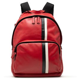 Mochila Prada listrada em couro de bezerro macio vermelha Vermelho