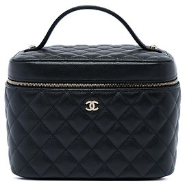 Chanel Medium CC Quilted Caviar Vanity Case Schwarz Schwarz