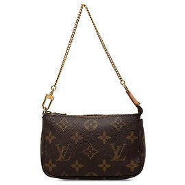 Brown Louis Vuitton Monogram Mini Pochette Accessoires Handbag Brown