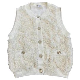 Haut Chanel en lin multicolore taille 38 Multicolore