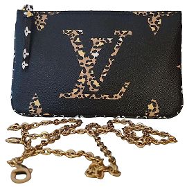 Louis Vuitton Monogram Jungle Pochette Double Zip Brown Black Leopard print Monogram