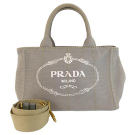Sac Tote Prada Canapa Triangle Logo Gris