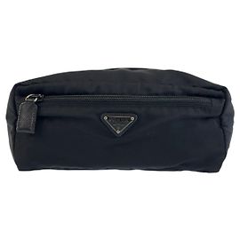 Clutch Prada Tessuto con logo triangolare Nero