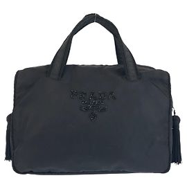 Borsa Prada Tessuto Beads Logo Nero