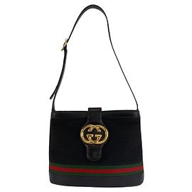 Borsa a tracolla Gucci Micro GG Interlocking Nero