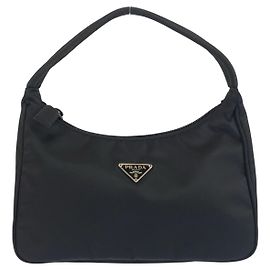Prada Tessuto Triangle Logo Pouch Black