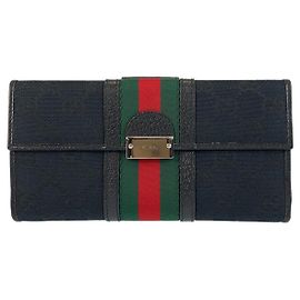Carteira longa Gucci preta de tecido Preto