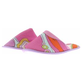Autre Marque Pantufas em tecido de esponja com padrão de orquídea Rosa