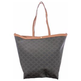 Céline Bolsa de couro marrom com logotipos Marrom