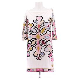 Emilio Pucci Vestido de esponja blanco y multicolor Multicolor