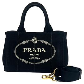 Bolsa de Ombro 2-Way Prada Canapa Logo Canvas Preto