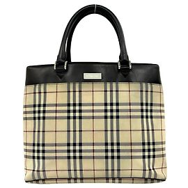 Borsa Burberry Nova Check in tela e pelle Marrone Beige