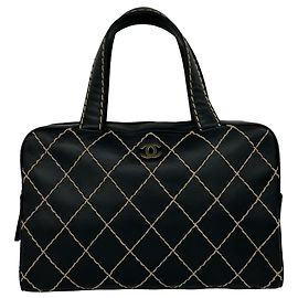 Borsa in pelle Chanel Coco Mark Wild Stitch Nero