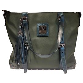 Autre Marque Borsa a mano Piero Guidi Linea Bold in pelle e tessuto tecnico - Verde Verde scuro