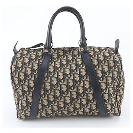 Sac Mini Boston Christian Dior Trotter Beige Bleu Marine