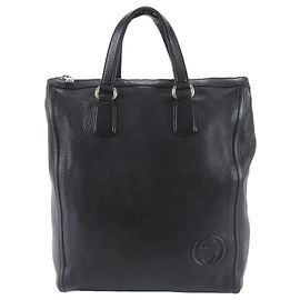 Gucci Soho Interlocking G Leather Tote Bag Black