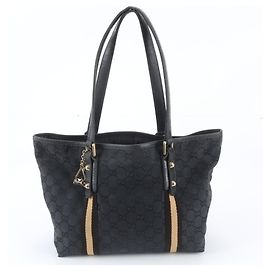 Saco Tote Gucci em tela GG e couro Preto