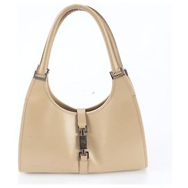 Gucci Jackie 002 1067 Leather Shoulder Tote Beige