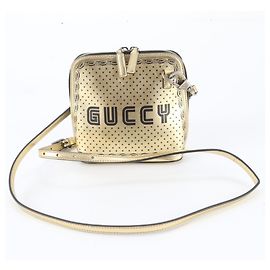 Bolsa de Ombro em Couro Colaboração Gucci x SEGA Dourado