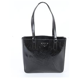 Saco Tote em couro Prada com logótipo triangular Preto