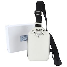 Prada Saffiano Leather 2-Way Body Bag for Men White