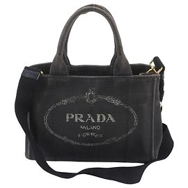 Prada Canapa 2-Way Shoulder Bag in Black Black