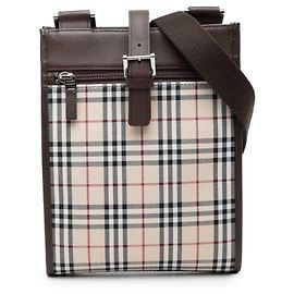 Bolsa Tiracolo Burberry Beige House Check Canvas Bege