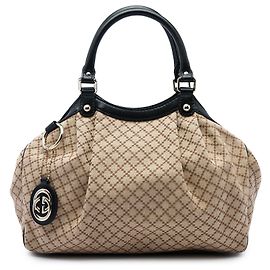 Gucci Beige Medium Diamante Canvas Sukey Tote Beige