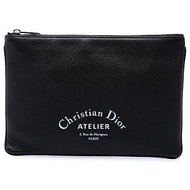 Autre Marque Dior Black Grained Calfskin Atelier Clutch Black