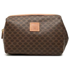 Céline Celine Brown Macadam Coated Canvas Pouch Brown