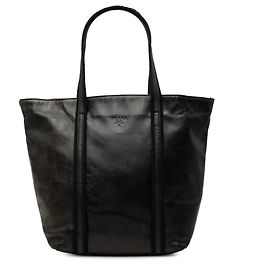 Tote Prada em couro de bezerro macio preto Preto