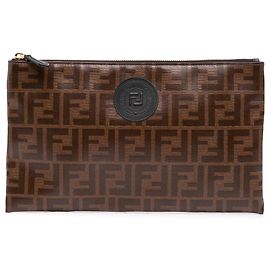 Fendi Brown Zucca Coated Canvas Clutch Brown