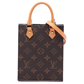 Louis Vuitton Brown Monogram Petit Sac Plat Castaño