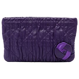 Autre Marque Clutch Dior Cannage Rose em pele de vitelo roxa Roxo Roxo escuro