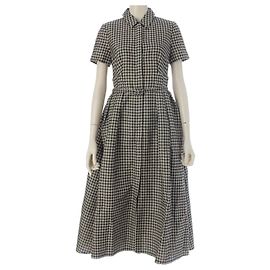 Christian Dior Houndstooth Midi Dress Black White