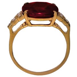 Autre Marque Anel em ouro amarelo com rubis e diamantes Vermelho Dourado