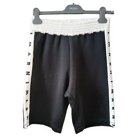 Short de sport Marni pour garçon avec logo - Noir Noir Blanc