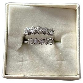 Autre Marque Conjunto de anéis Rivière de diamantes em ouro branco 18K Prata