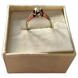 No Brand Antique White Gold Solitaire Diamond Ring Silvery