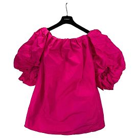 Pinko Women's Pink Polyester Off-Shoulder Puff Sleeve Top Size S Pink