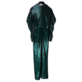 Genny Langes grünes Paillettenkleid mit langen Ärmeln Grün